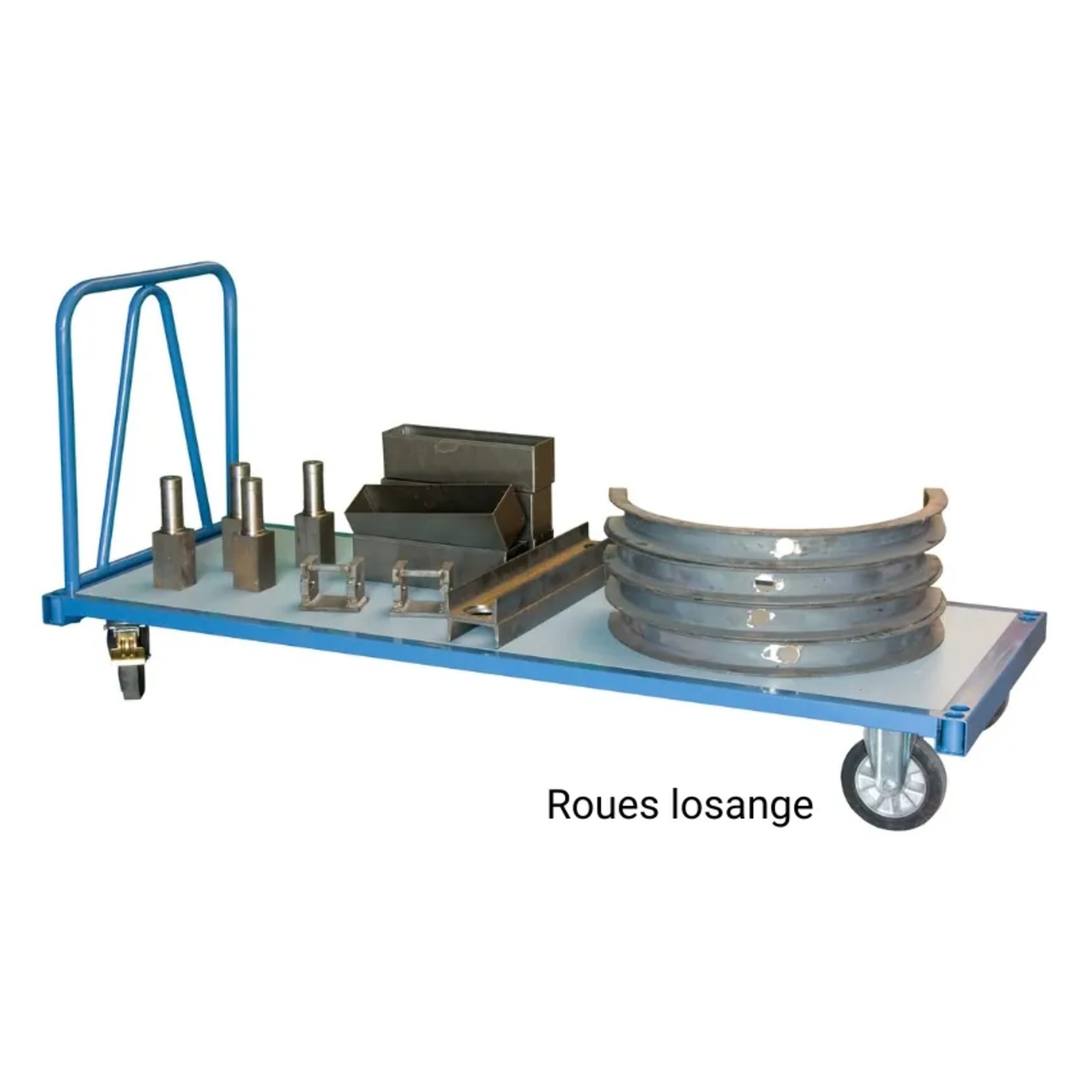 Chariot 1200 kg 1600 x 800 mm 1 dossier tube roues losange FIMM - 800007214