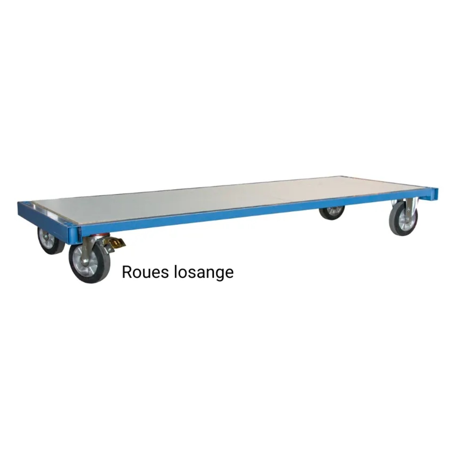 Chariot 1200 kg 2000 x 800 mm plateau nu roues losange FIMM - 800007217