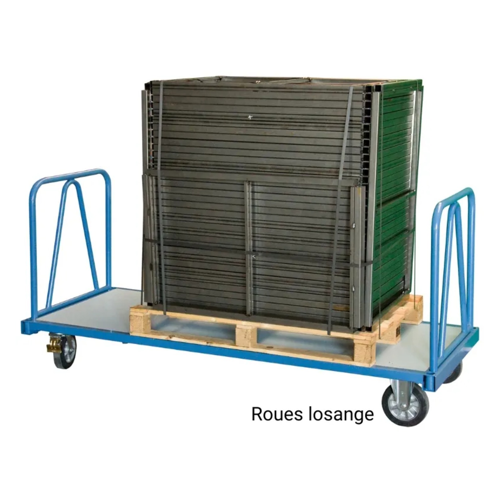 Chariots modulaires charges longues 2 dossiers 1200 kg - 2000 x 800 mm - Roues losange FIMM - 800007219