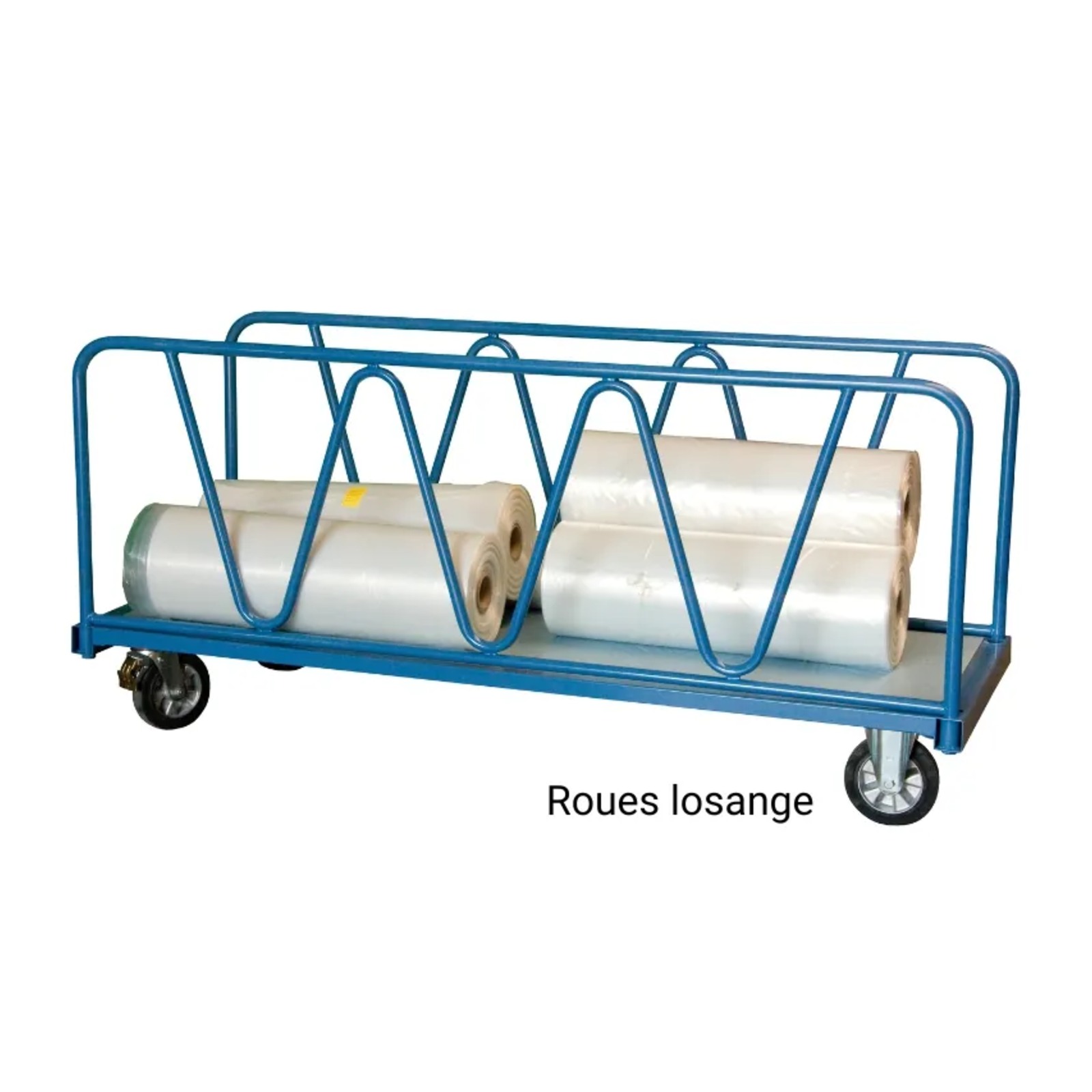 Chariot 1200 kg 2000 x 800 mm 2 ridelles roues losange FIMM - 800008881