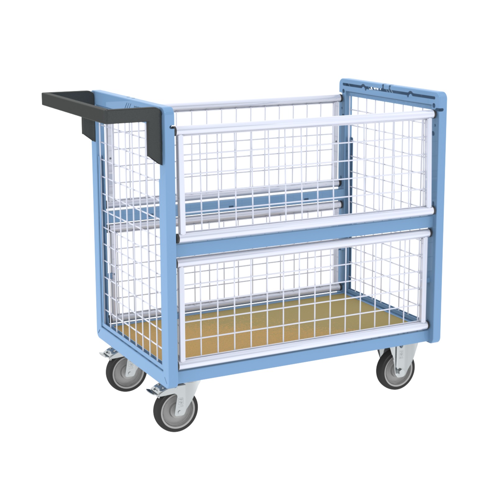 Chariot conteneur grillagé sans toit 850x500 mm 250 kg - FIMM - 800726111