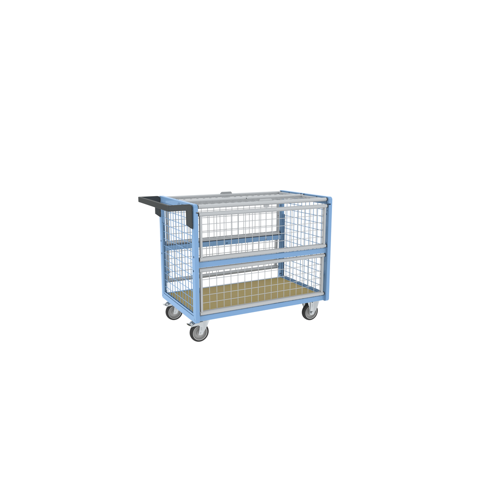 Chariot conteneur grillagé avec toit 1000x600 mm 250 kg - FIMM - 800726123