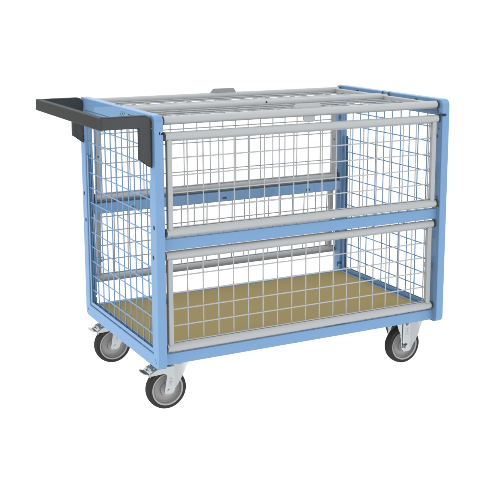 Chariot conteneur grillagé avec toit 1000x600 mm 250 kg - FIMM - 800726123
