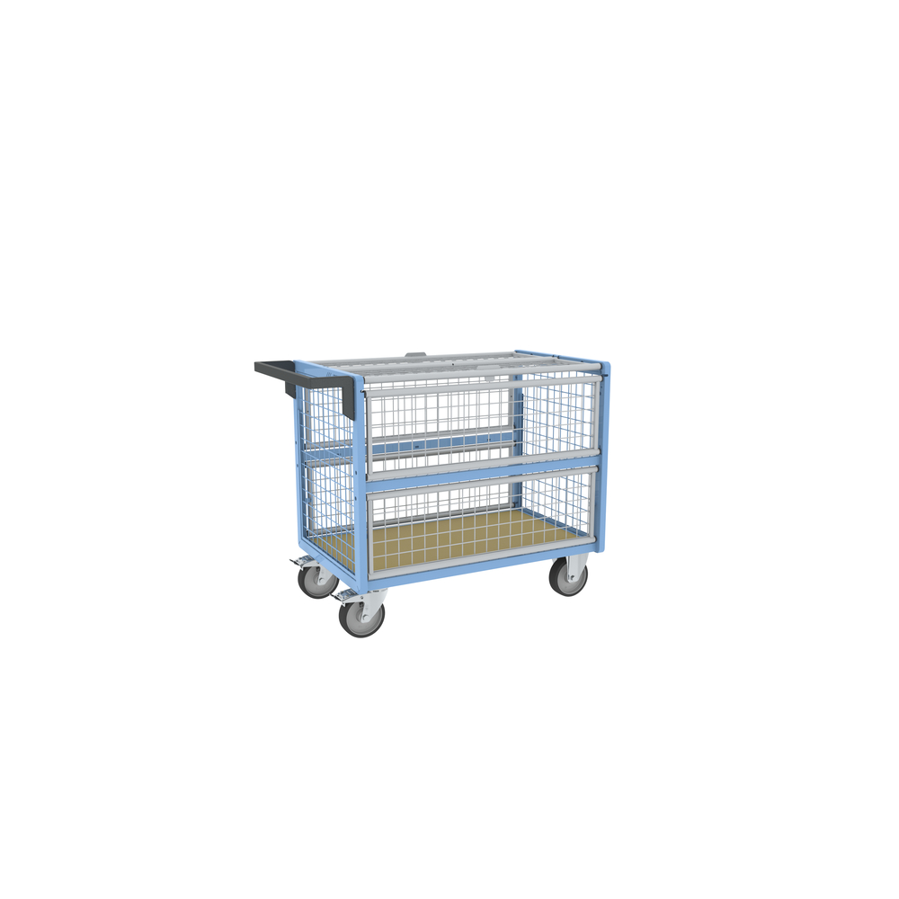 Chariot conteneur grillagé avec toit 1000x600 mm 500 kg - FIMM - 800726223