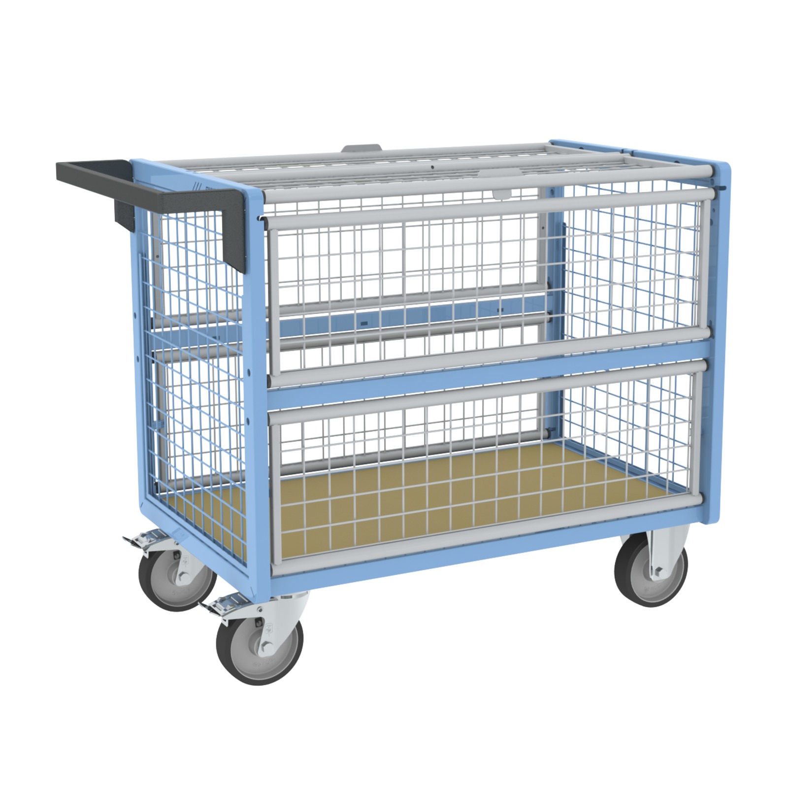Chariot conteneur grillagé avec toit 1000x600 mm 500 kg - FIMM - 800726223
