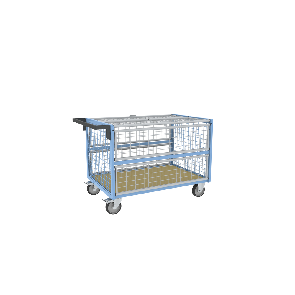 Chariot conteneur grillagé avec toit 1200x800 mm 500 kg - FIMM - 800726233