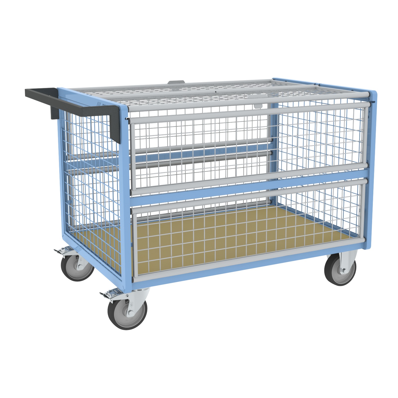 Chariot conteneur grillagé avec toit 1200x800 mm 500 kg - FIMM - 800726233