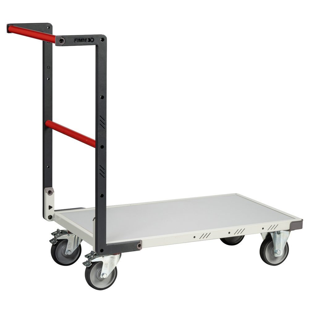 Chariot monté dossier fixe 850x500 mm plateau mélaminé roues TPE 250 kg - FIMM - 806721120