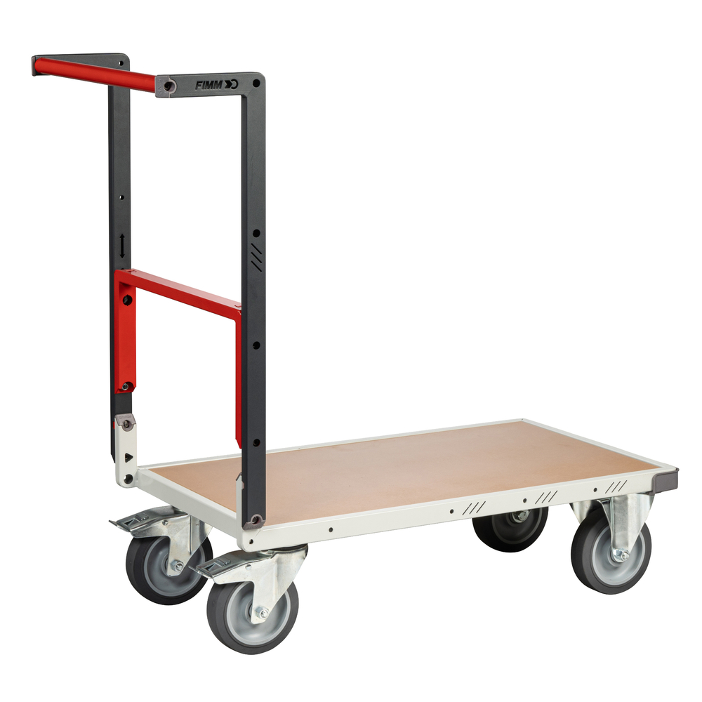 Chariot monté dossier repliable 850x500 mm plateau médium roues TPE 400 kg - FIMM - 806721241
