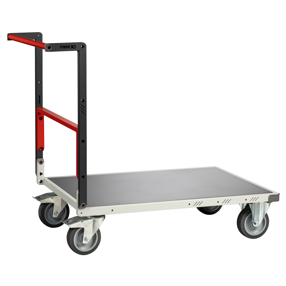 Chariot monté dossier repliable 850x500 mm plateau tôle galva roues TPE 400 kg - FIMM - 806721341