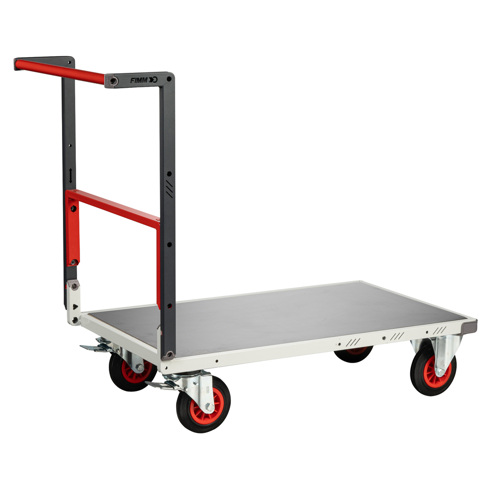 Chariot monté dossier repliable 1000x600 mm plateau tôle galva roues CC 400 kg - FIMM - 806722331