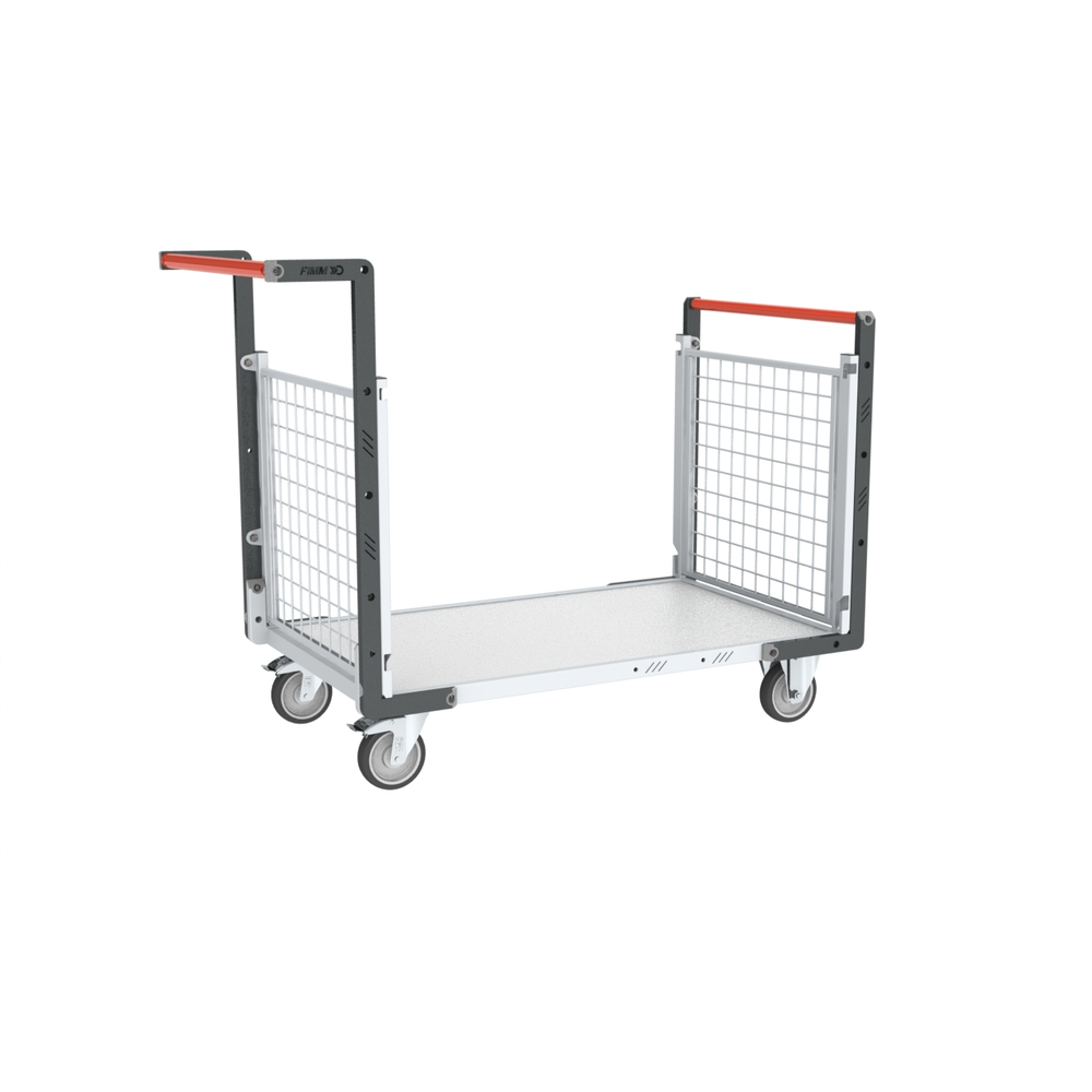 Chariot modulaire grillagé 2 dossiers plateau bois 850x500 mm 250 kg - FIMM - 806724142