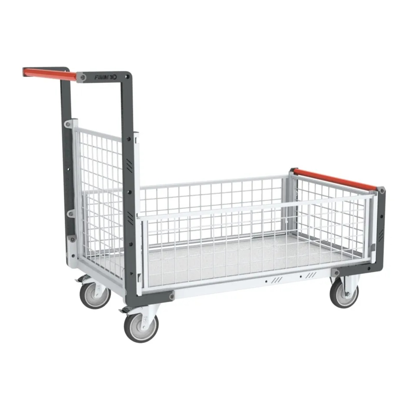 Chariot modulaire grillagé en 850x500 mm 1 dossier et 3 demi-ridelles 250 kg - FIMM - 806724146