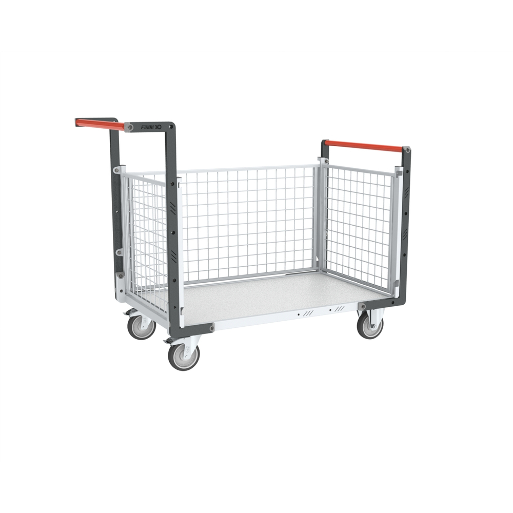 Chariot modulaire grillagé 2 dossiers + 1 ridelle plateau 1000x600 mm 250 kg - FIMM - 806724244