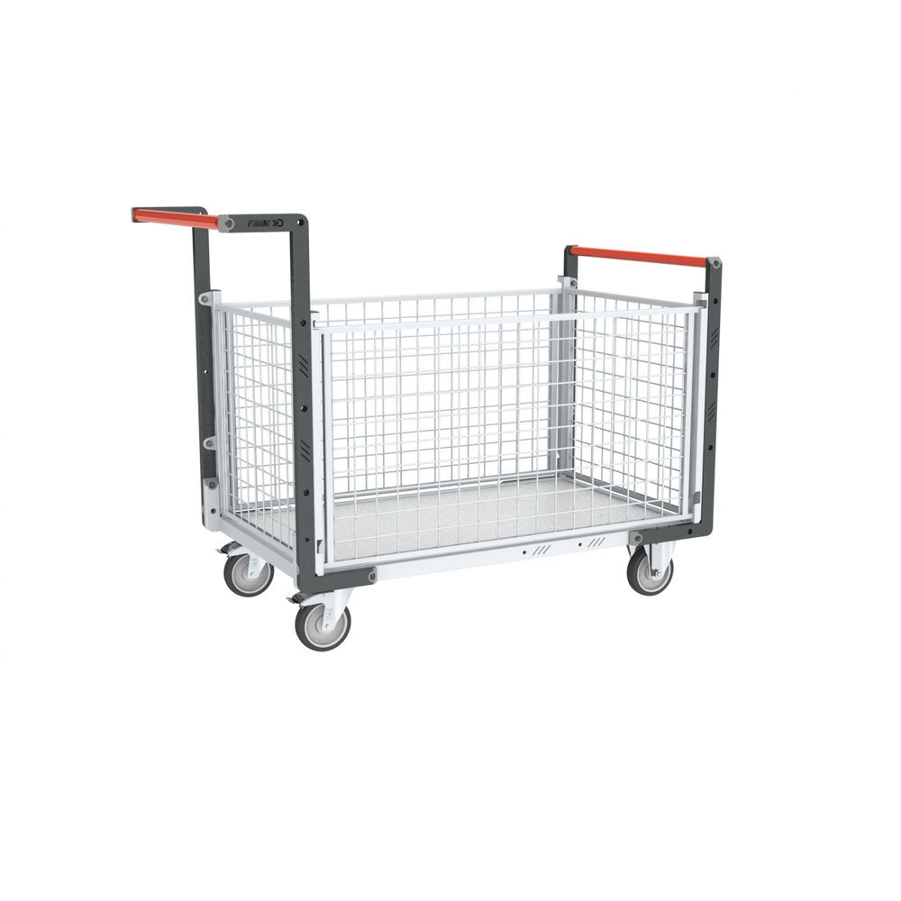 Chariot grillagé 2 dossiers + 2 ridelles plateau 1000x600 mm 250 kg - FIMM - 806724245
