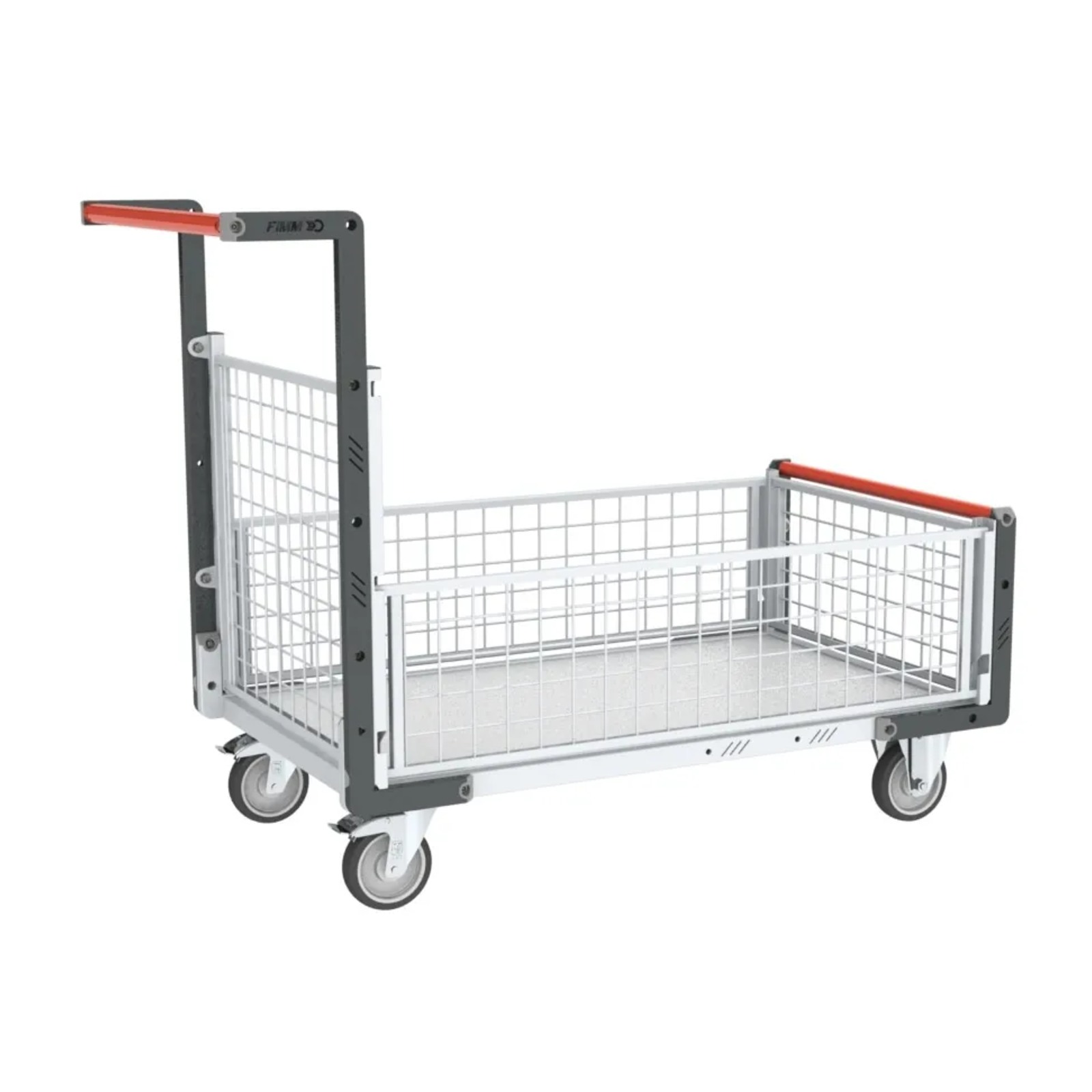 Chariot modulaire grillagé 1 dossier et 3 demi-ridelles plateau 1000x600 mm 250 kg - FIMM - 806724246