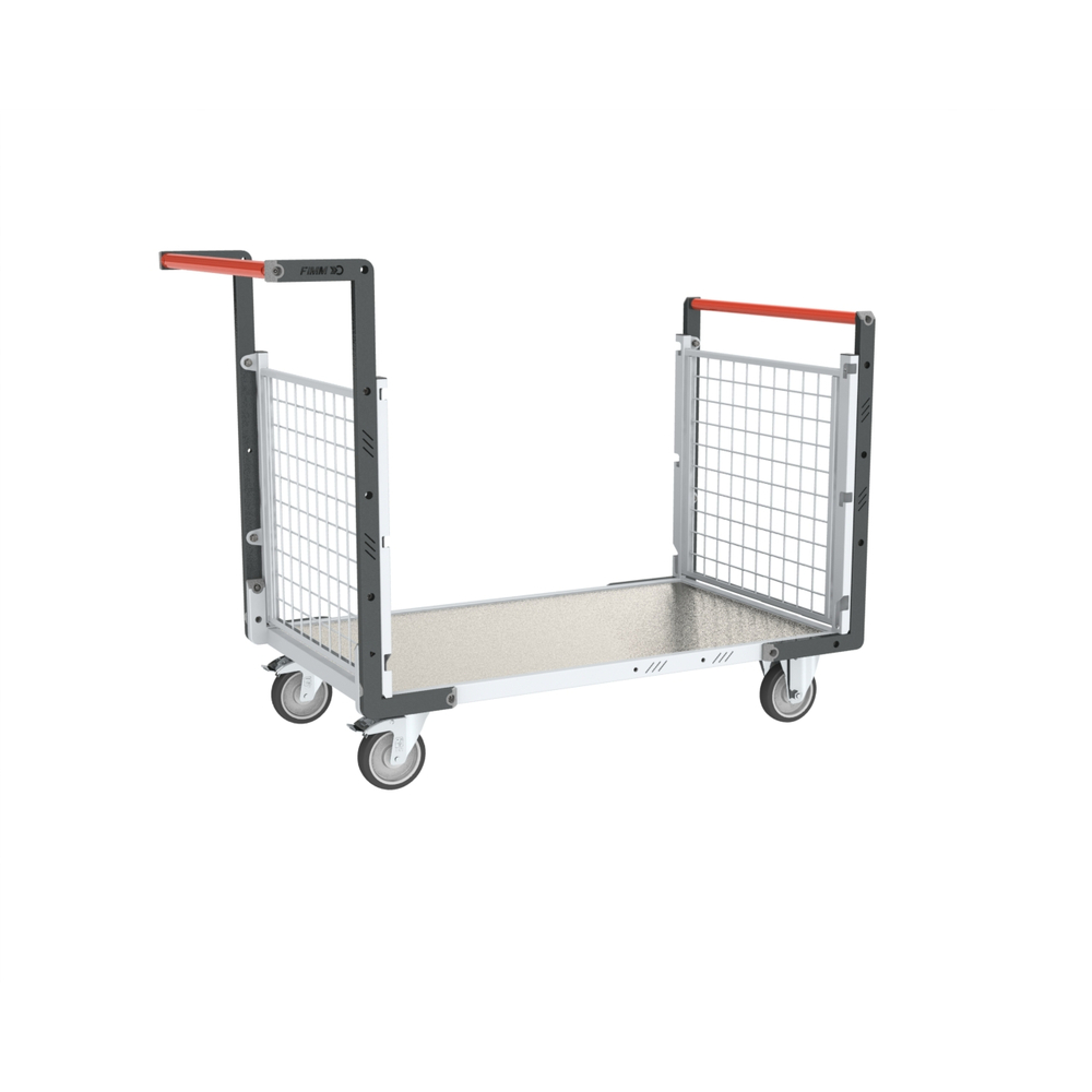 Chariot modulaire grillagé 2 dossiers plateau tôle galva 1000x600 mm 250 kg - FIMM - 806724252