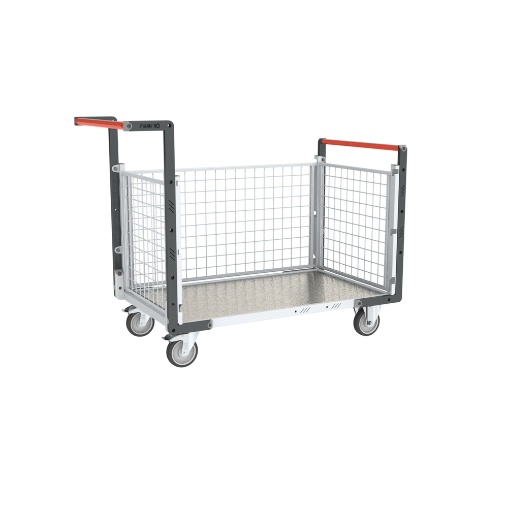 Chariot modulaire grillagé 2 dossiers + 1 ridelle plateau 1000x600 mm 250 kg - FIMM - 806724254