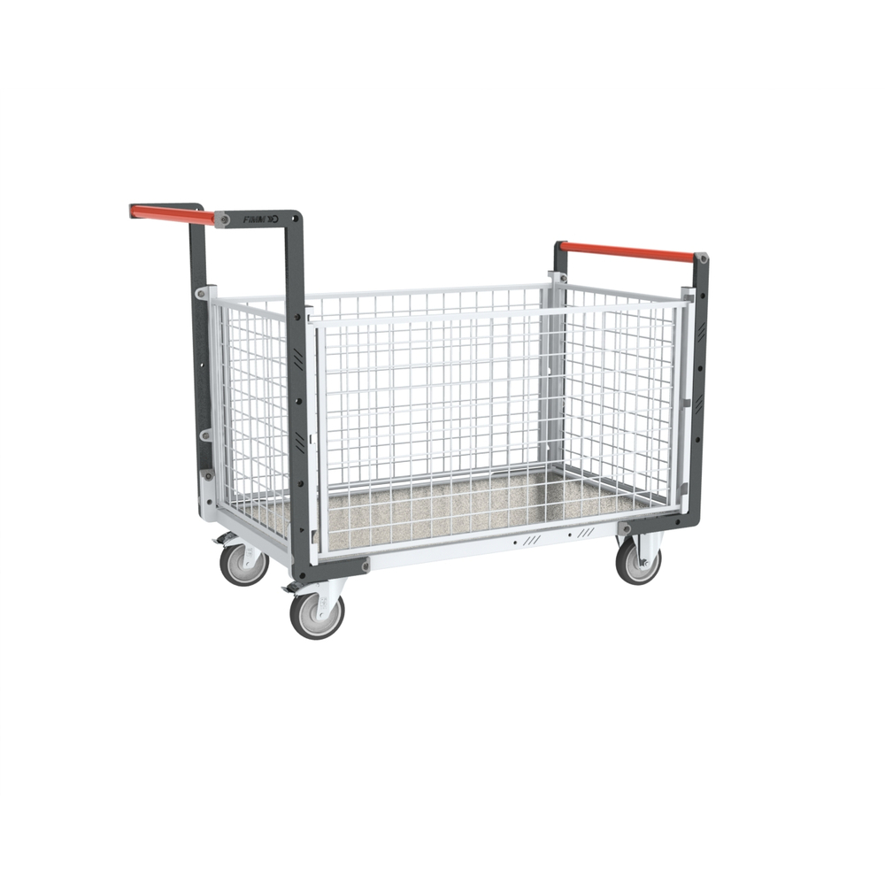 Chariot grillagé 2 dossiers + 2 ridelles plateau 1000x600 mm 250 kg - FIMM - 806724255