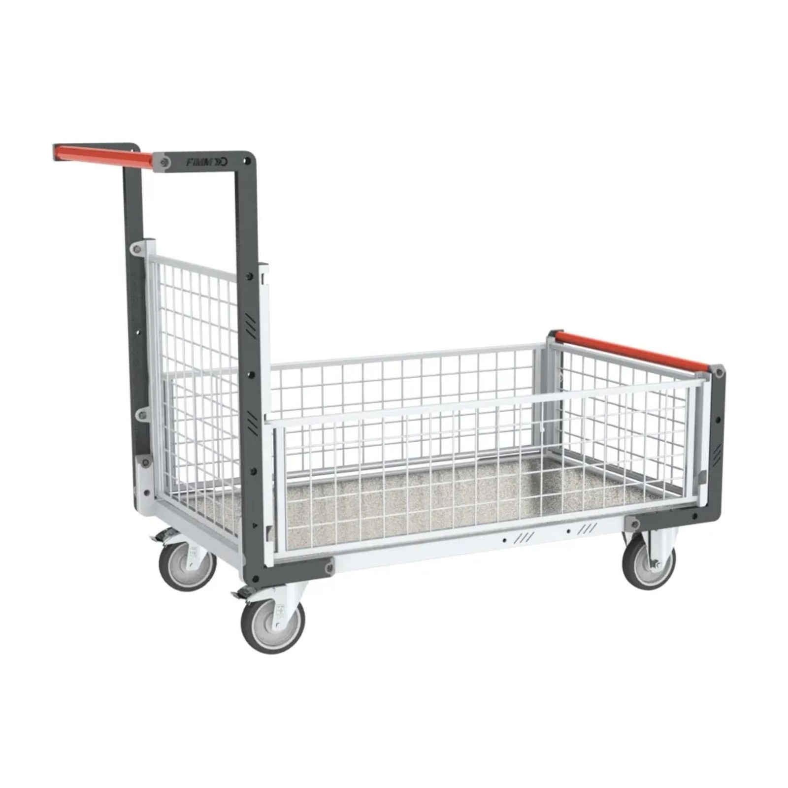 Chariot modulaire grillagé 1 dossier et 3 demi-ridelles plateau 1000x600 mm 250 kg - FIMM - 806724256
