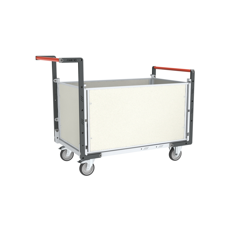 Chariot avec plaque alvéolaire 2 dossiers + 2 ridelles plateau 1000x600 mm 250 kg - FIMM - 806724275