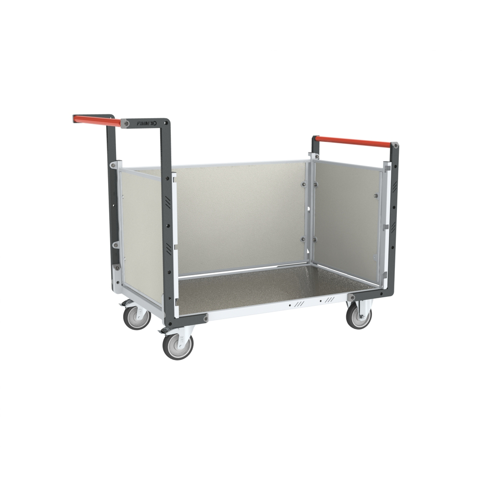 Chariot avec plaque alvéolaire 2 dossiers + 1 ridelle et plateau 1000x600 mm 250 kg - FIMM - 806724284