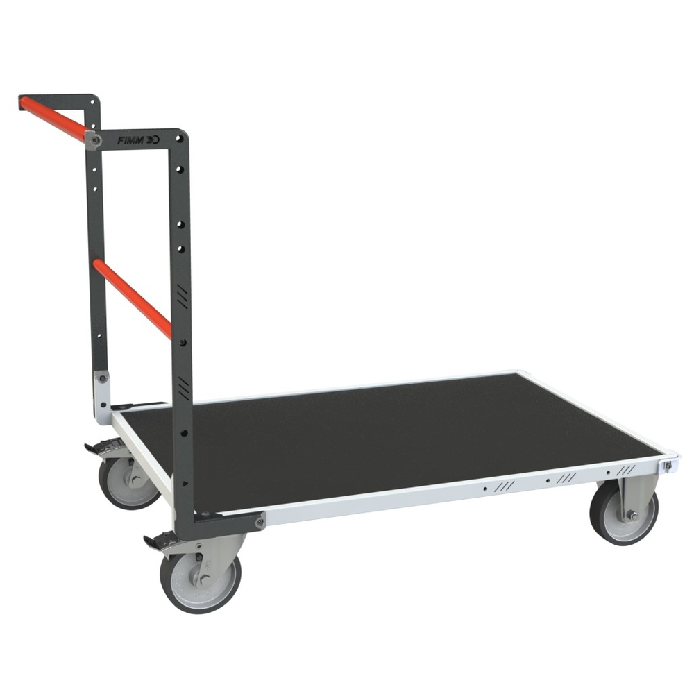 Chariot modulaire tube 1 dossier plateau bois avec tapis caoutchouc 1000x600 mm 500 kg - FIMM - 806724531
