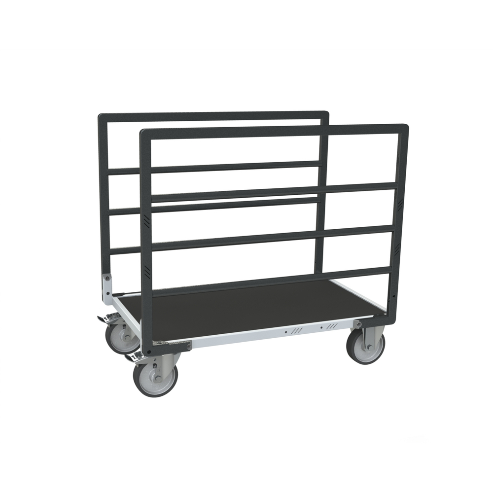 Chariot avec 2 ridelles et plateau bois avec tapis caoutchouc 1000x600 mm 500 kg - FIMM - 806724533