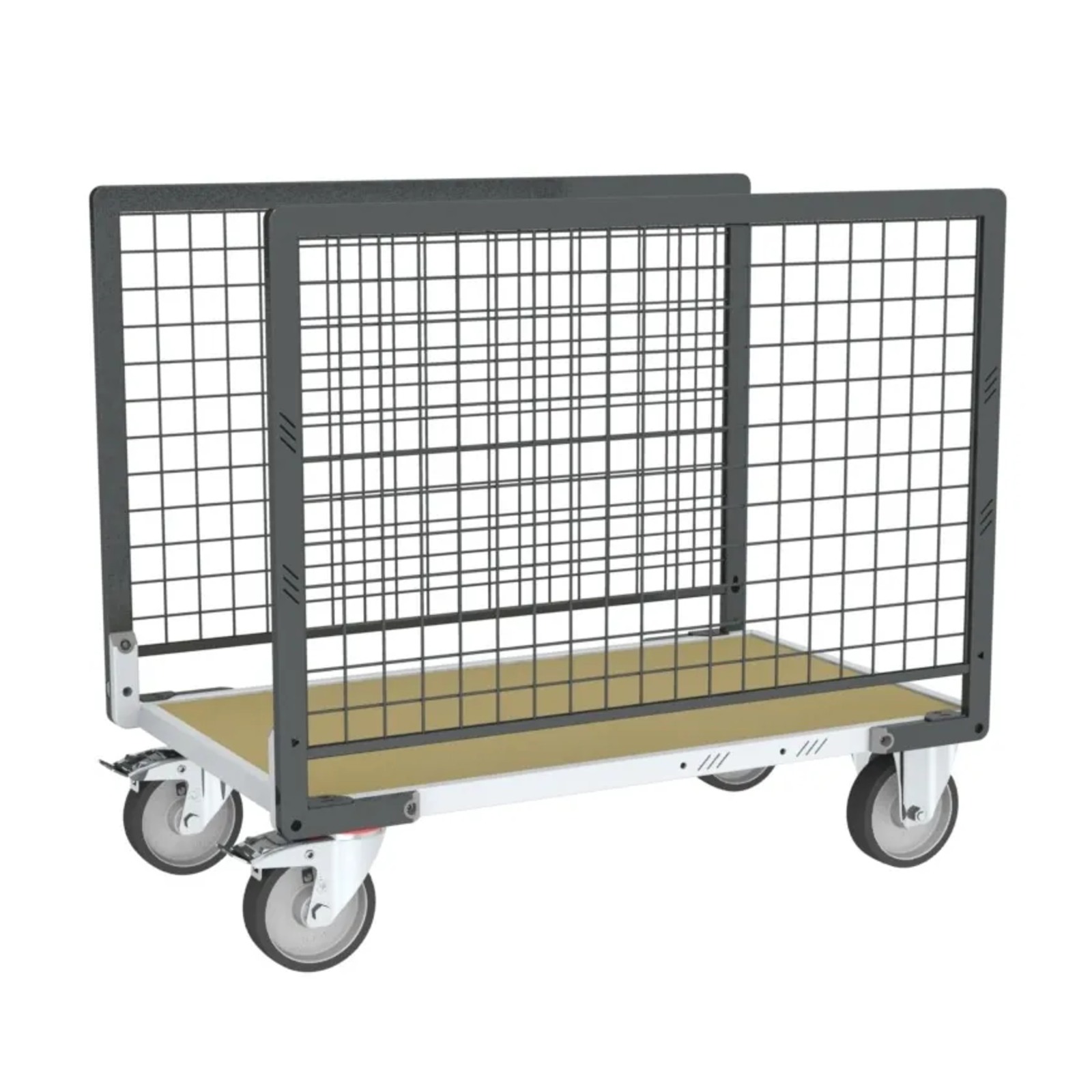 Chariot grillagé avec 2 ridelles et plateau bois 1000x600 mm 500 kg - FIMM - 806724543