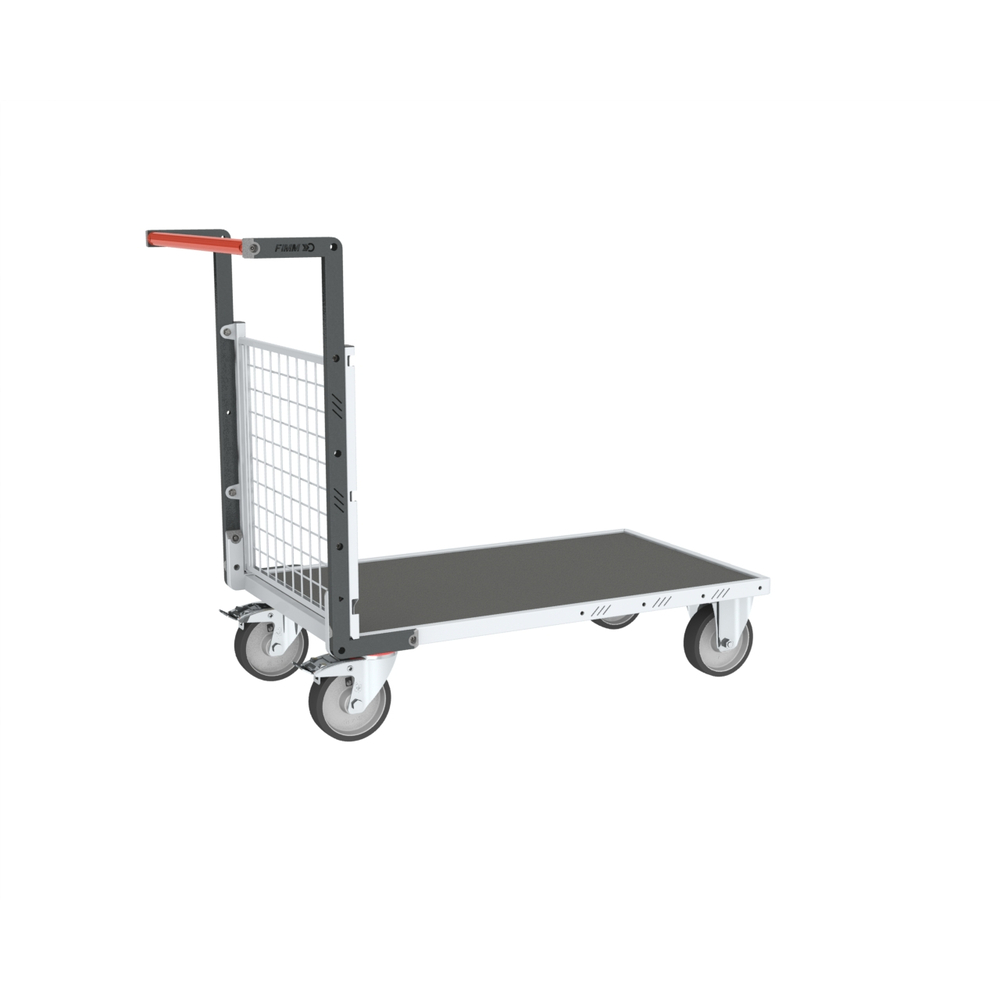 Chariot modulaire grillagé 1 dossier + plateau bois avec tapis caoutchouc 1000x600 mm 500 kg - FIMM - 806724561
