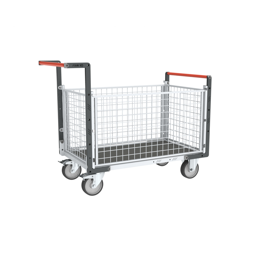 Chariot grillagé avec 2 dossiers + 2 ridelles et plateau 1000x600 mm 500 kg - FIMM - 806724565