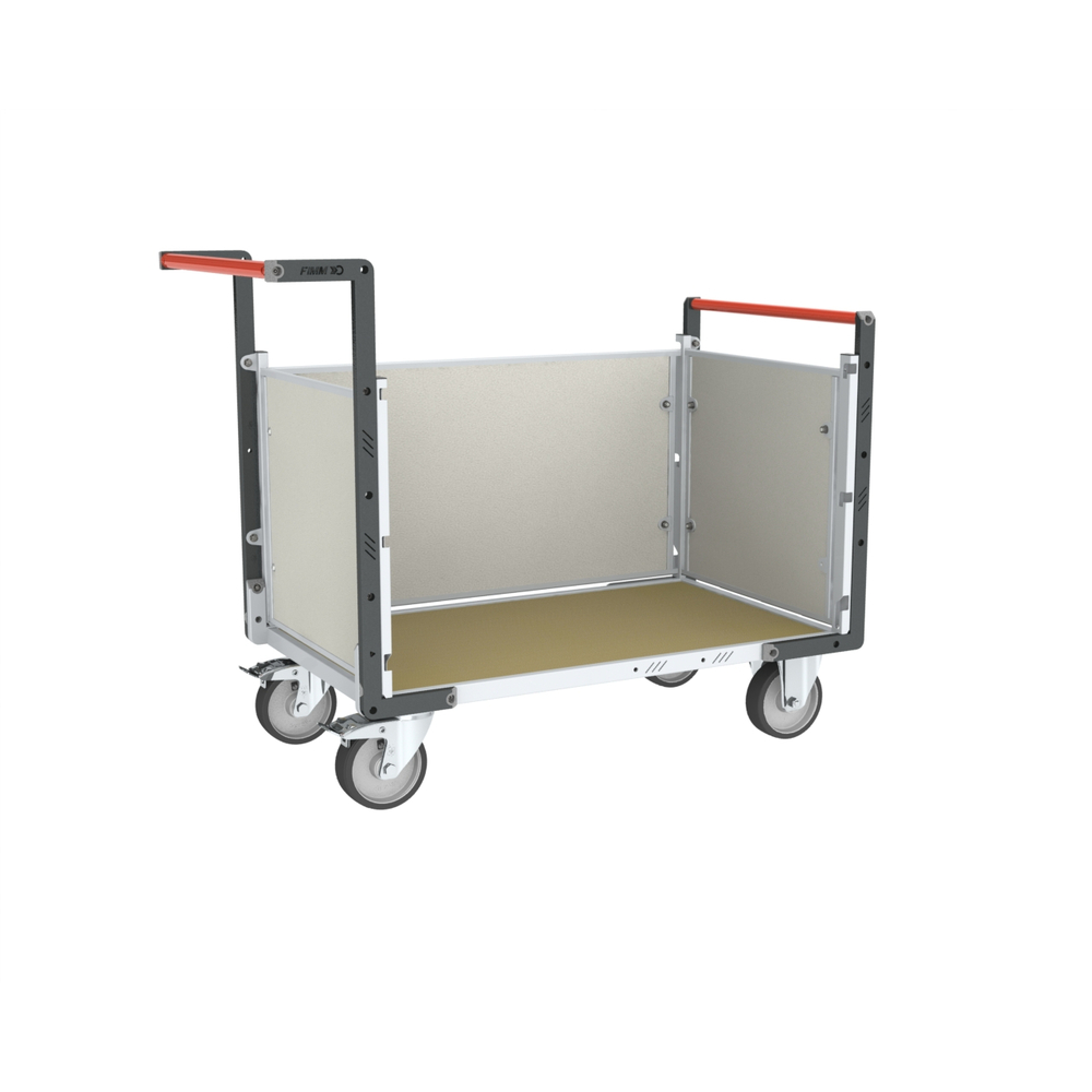 Chariot avec 2 dossiers + 1 ridelle et plateau 1000x600 mm 500 kg - FIMM - 806724574