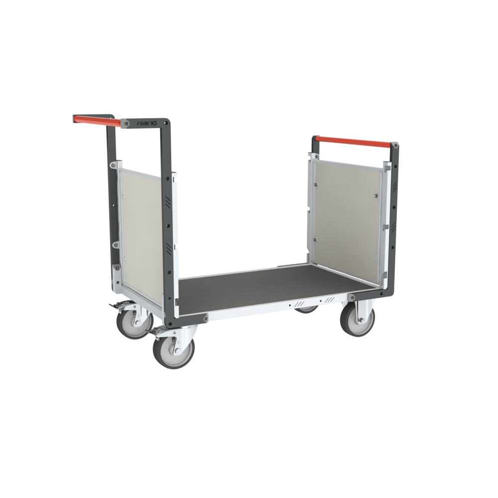 Chariot modulaire - 2 dossiers + plateau bois avec tapis caoutchouc 1000x600 mm 500 kg - FIMM - 806724592