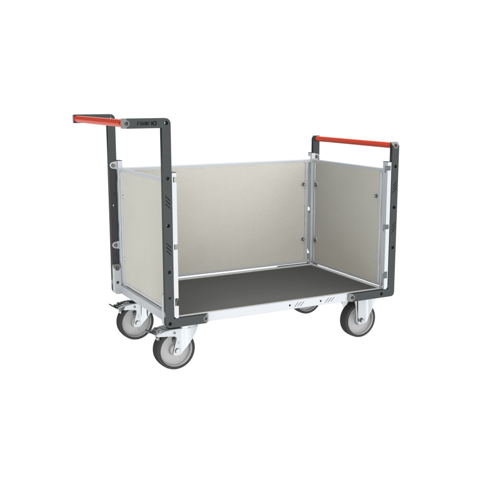 Chariot avec 2 dossiers + 1 ridelle et plateau 1000x600 mm 500 kg - FIMM - 806724594