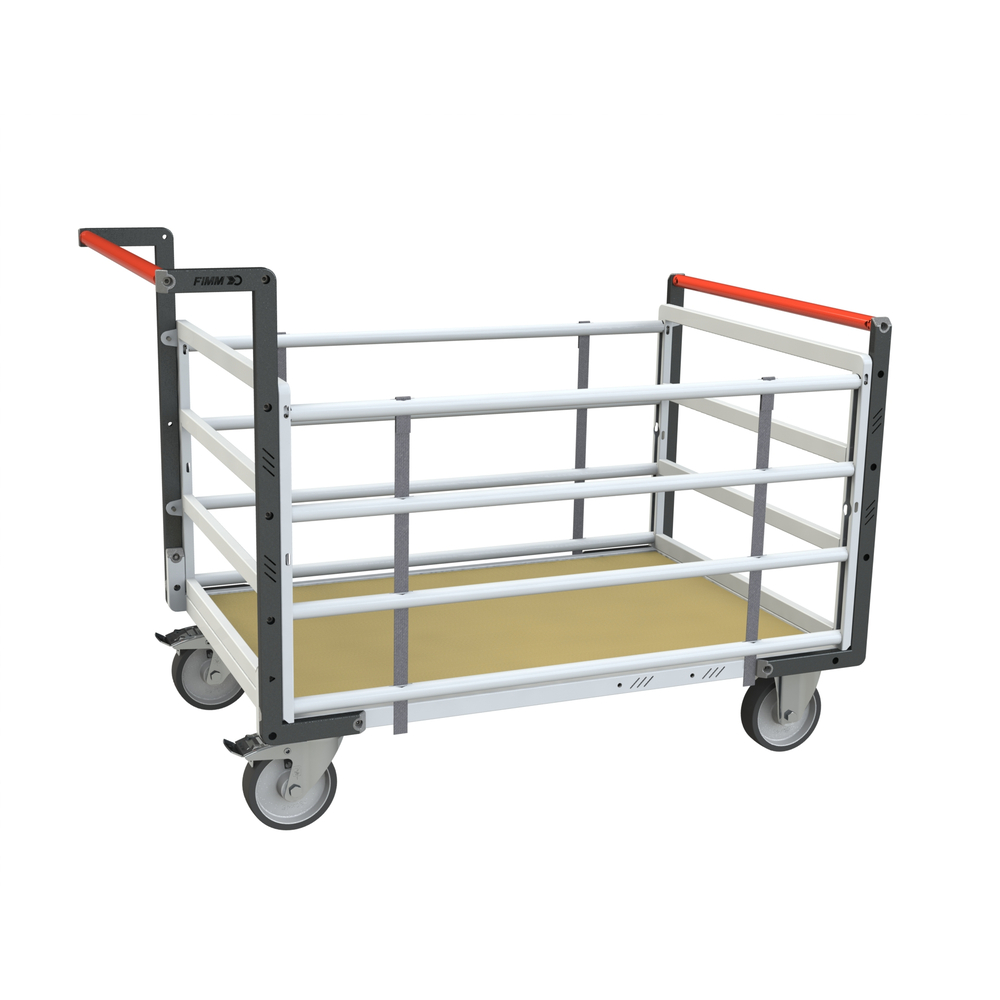 Chariot tube avec 2 dossiers + 2 ridelles et plateau 1200x800 mm 500 kg - FIMM - 806724615