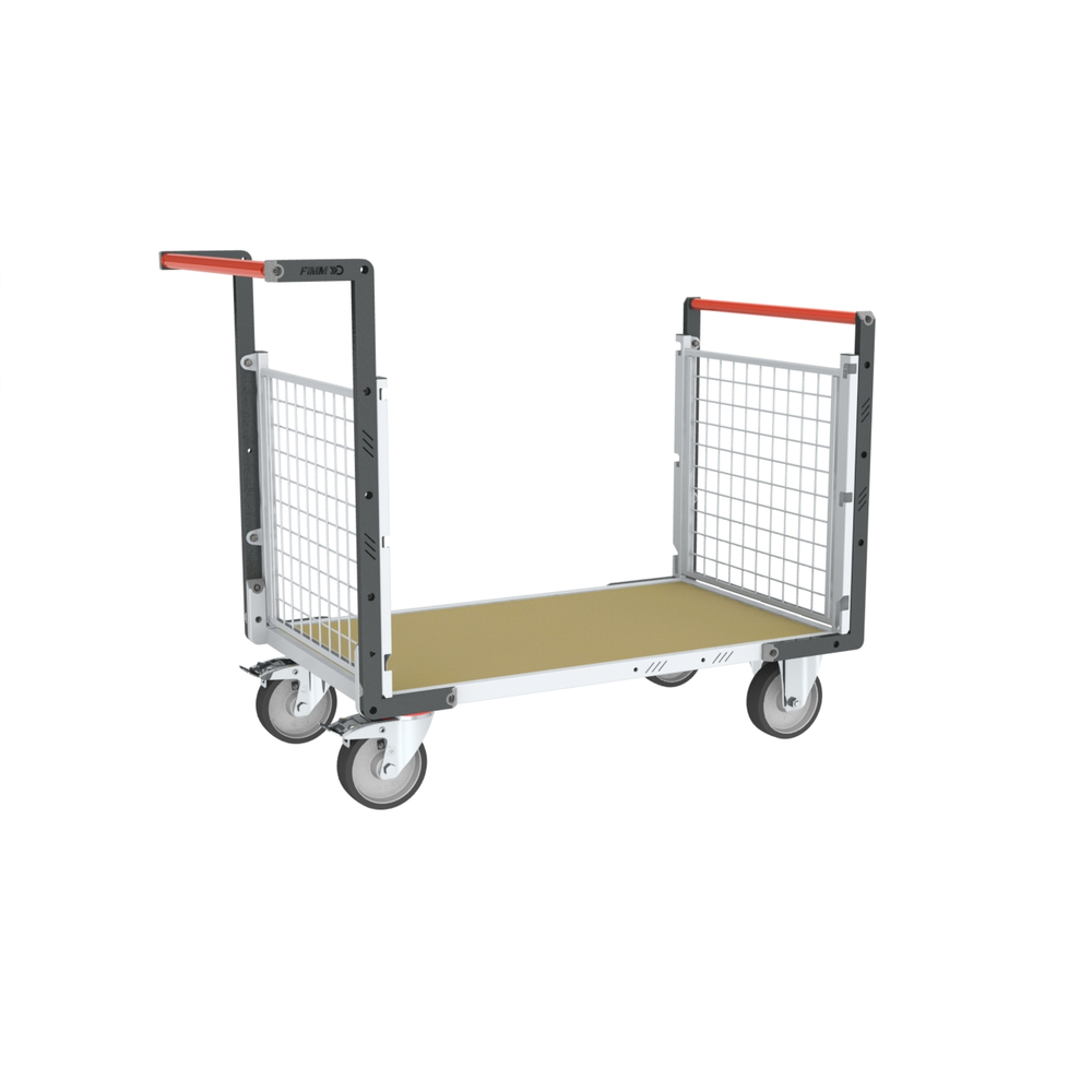 Chariot modulaire grillagé 2 dossiers + plateau bois 1200x800 mm 500 kg - FIMM - 806724642