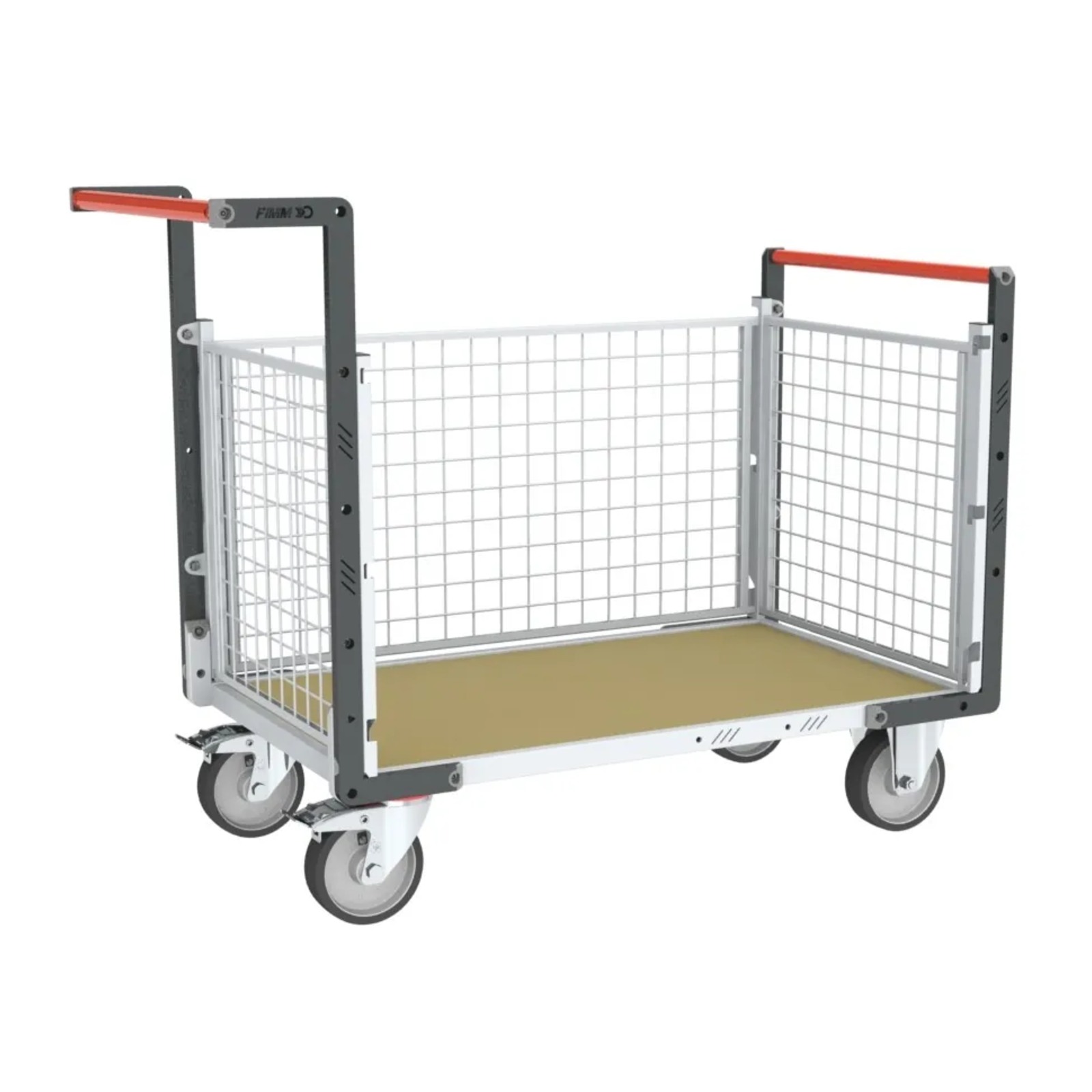 Chariot grillagé avec 2 dossiers + 1 ridelle et plateau 1200x800 mm 500 kg - FIMM - 806724644