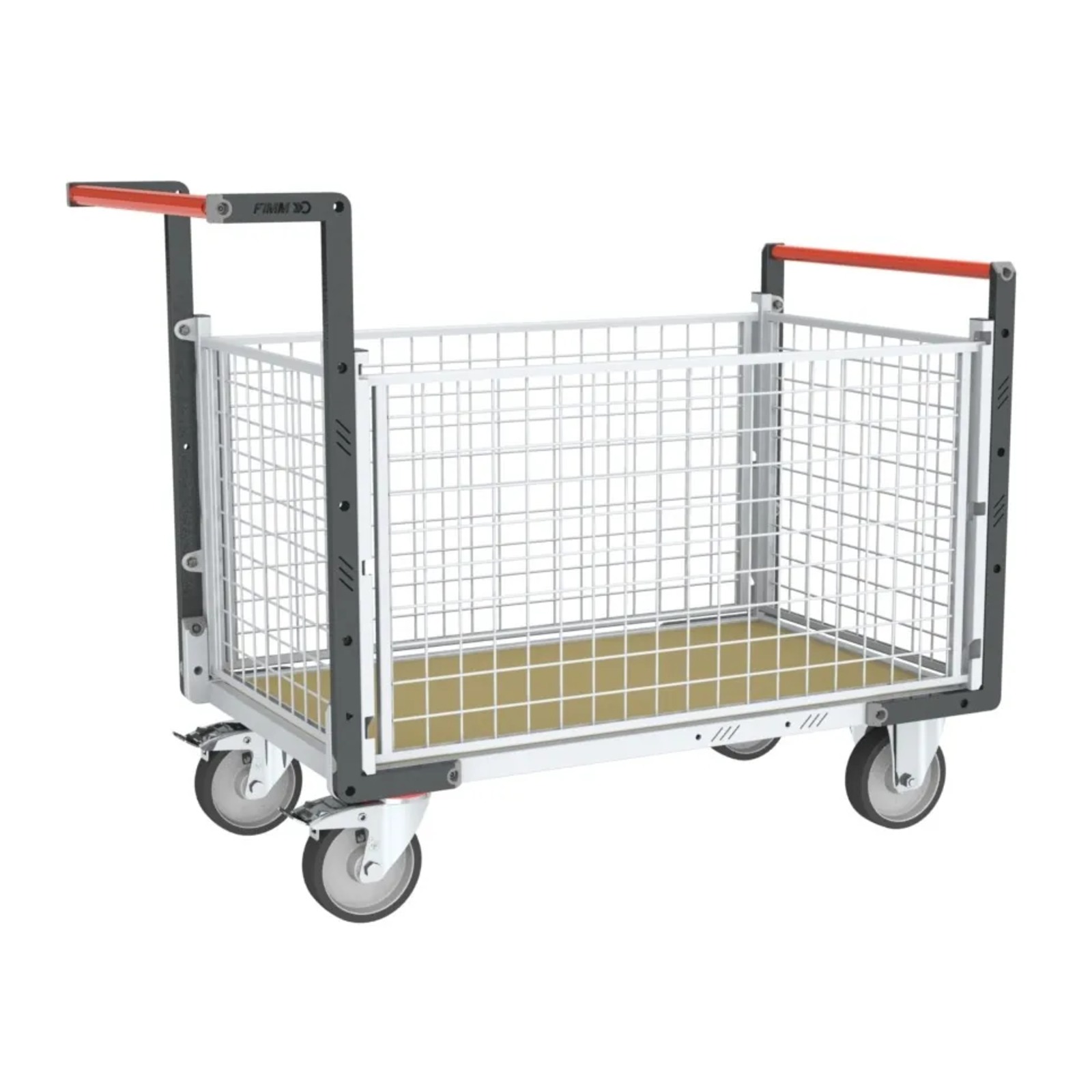 Chariot grillagé avec 2 dossiers + 2 ridelles et plateau 1200x800 mm 500 kg - FIMM - 806724645