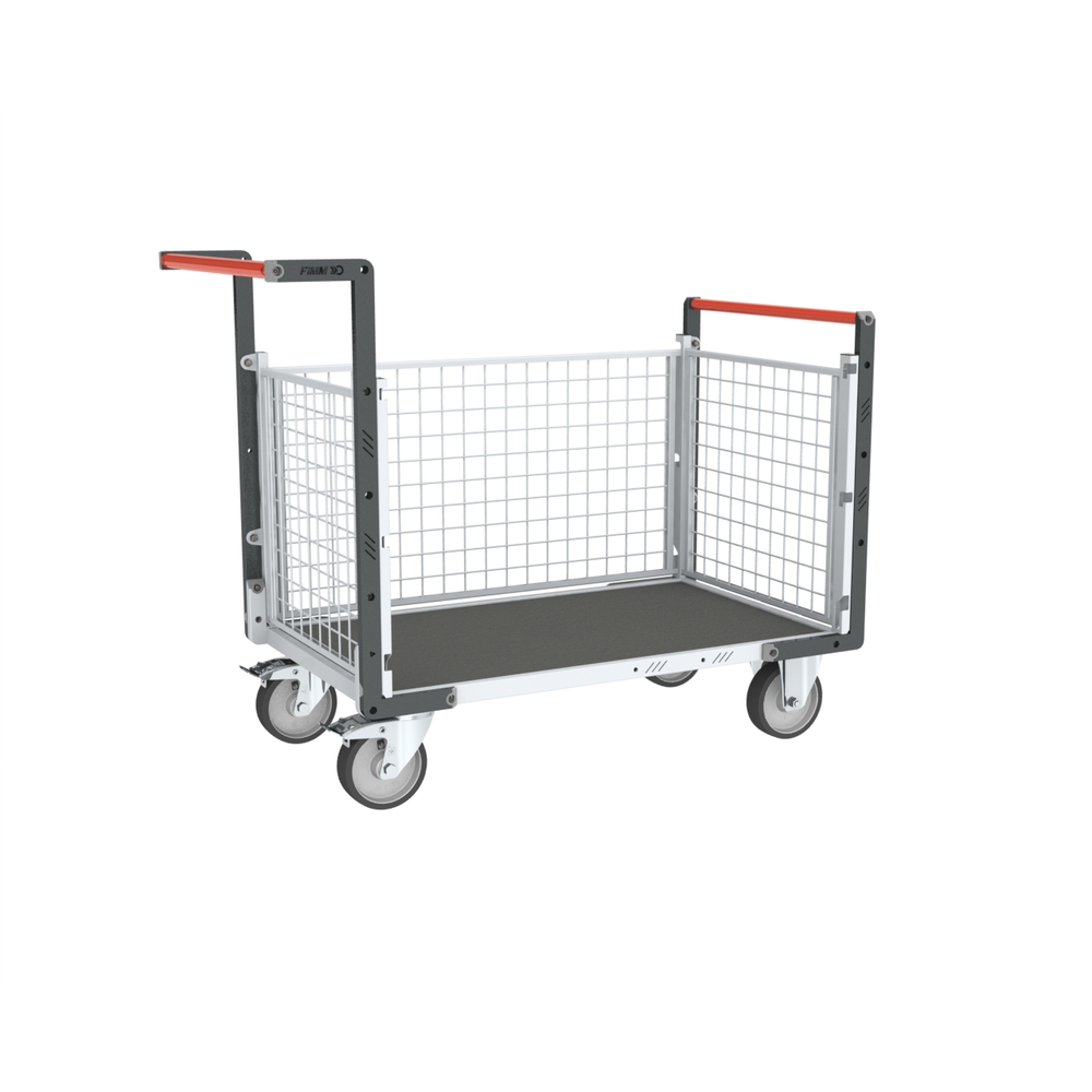 Chariot grillagé avec 2 dossiers + 1 ridelle et plateau 1200x800 mm 500 kg - FIMM - 806724664