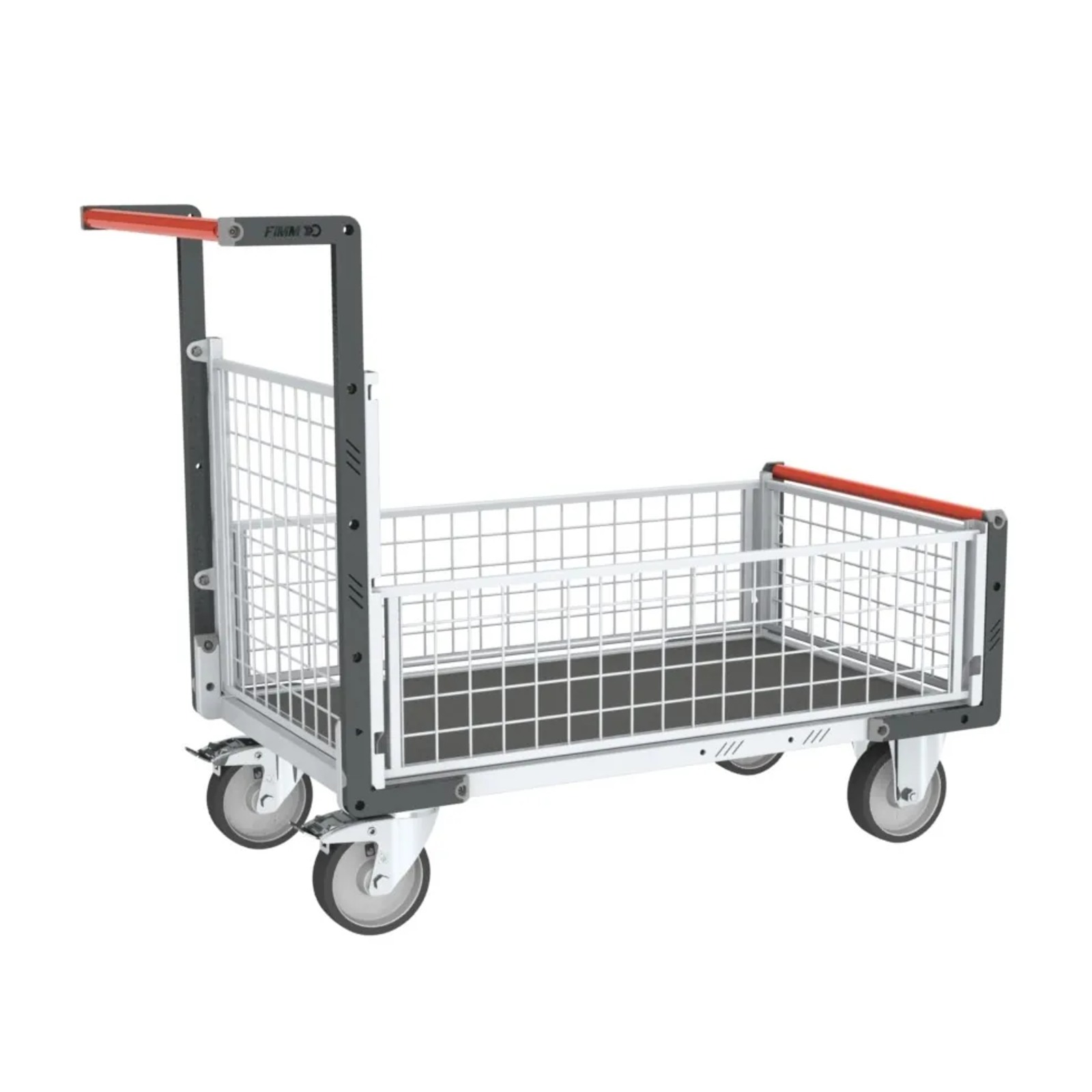 Chariot grillagé 1 dossier + 3 demi-ridelles et plateau 1200x800 mm 500 kg - FIMM - 806724666
