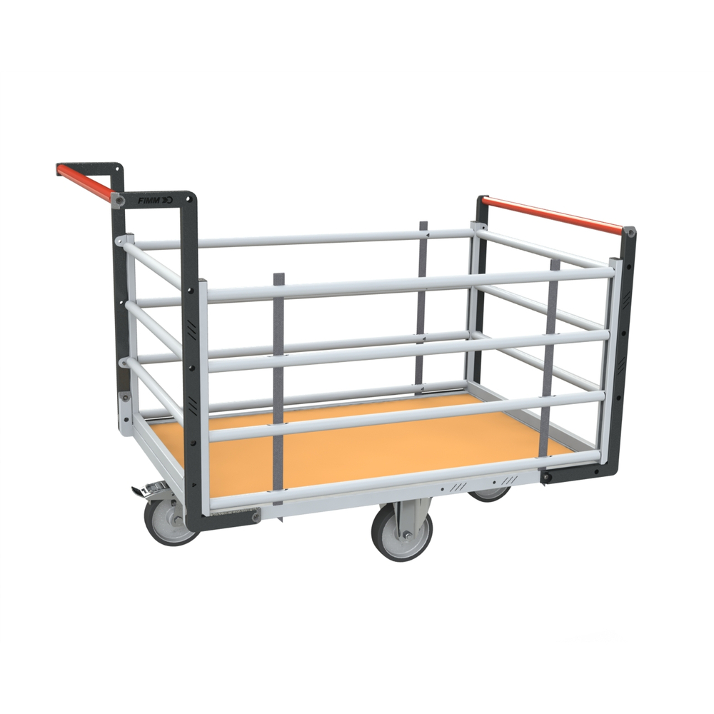 Chariot tube 2 dossiers + 2 ridelles et plateau bois 1200x800 mm 500 kg - FIMM - 806724715