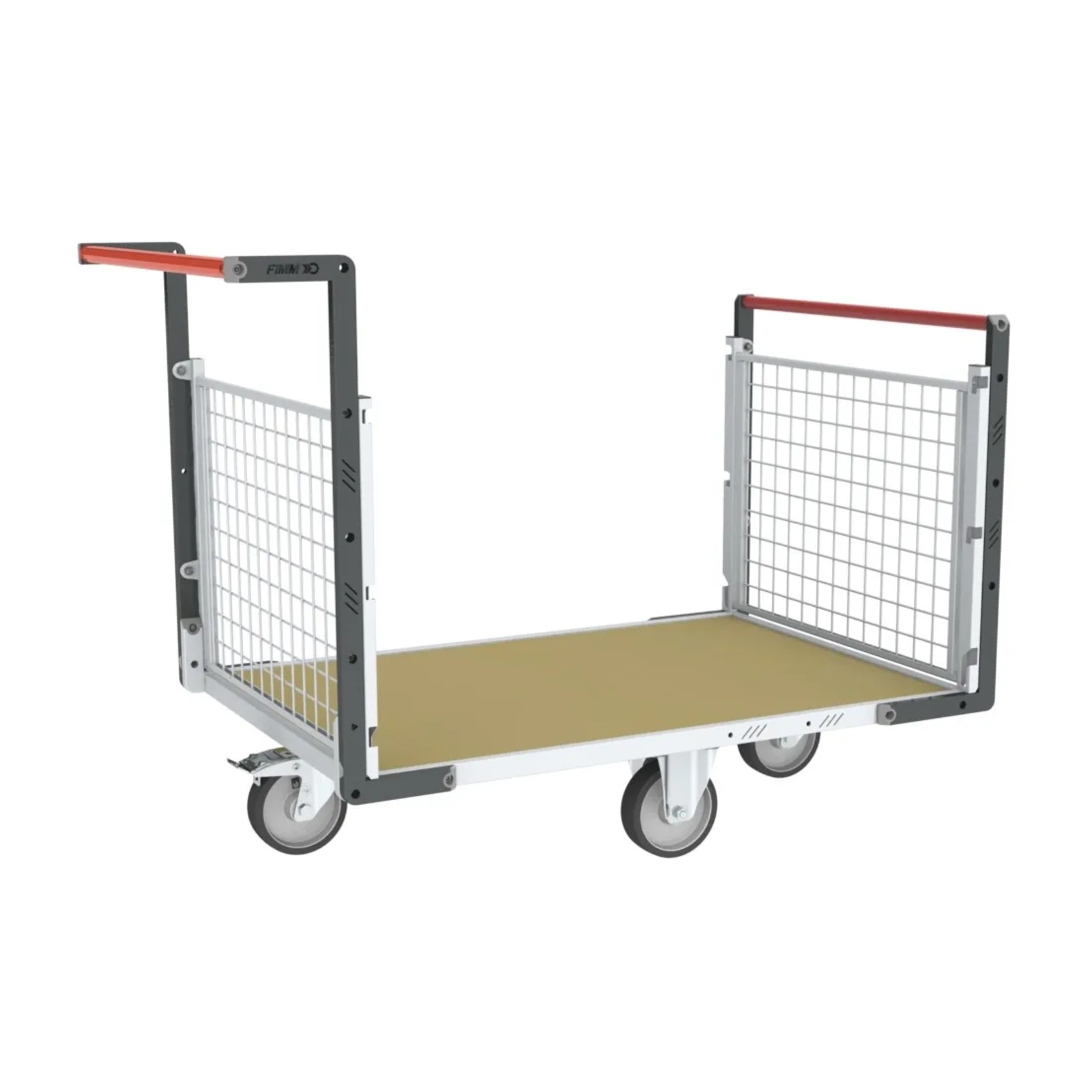 Chariot modulaire grillagé 2 dossiers + plateau bois 1200x800 mm 500 kg - FIMM - 806724742
