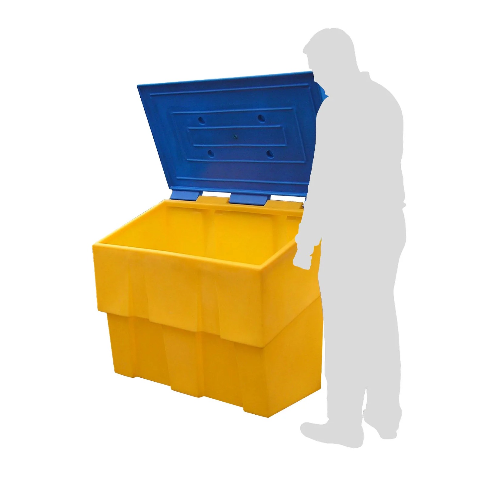 Bac à sel PEHD 500 L bac jaune à couvercle bleu FIMM - 845008055