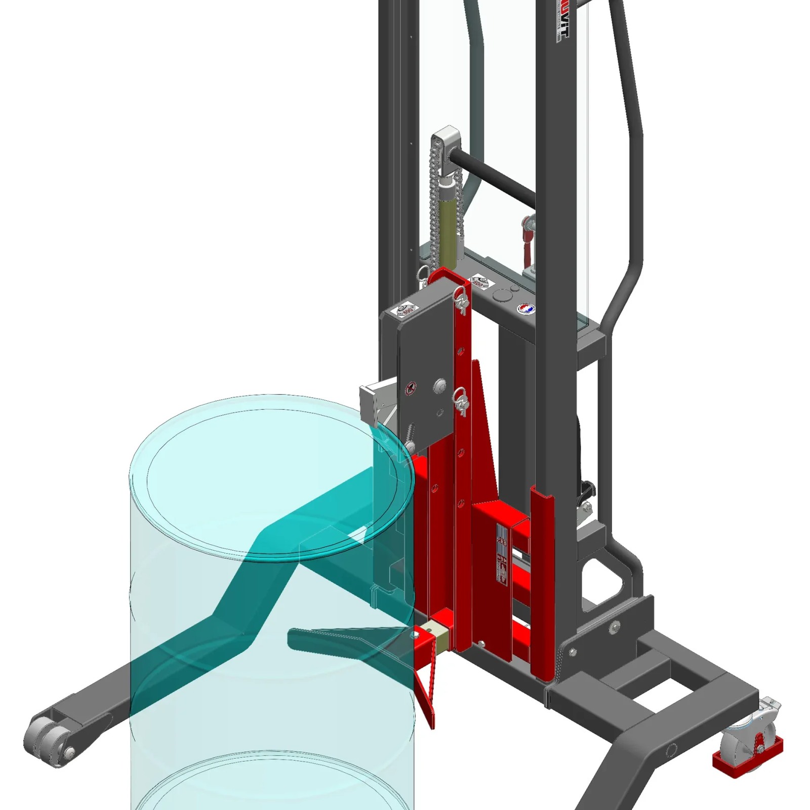 Gerbeur Levfix à levée manuelle avec pince automatique 1 fût 500 kg - FIMM - 845008061