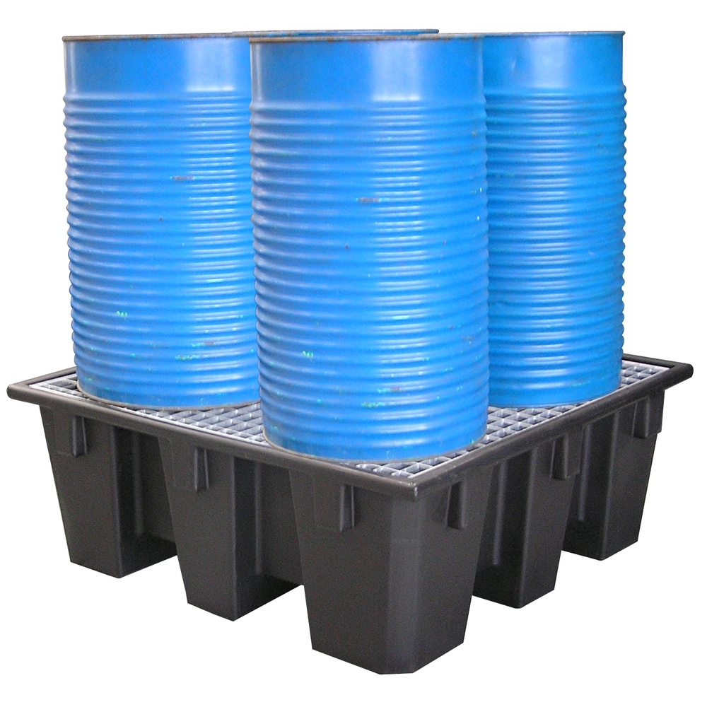 Bac PE recyclé 4 fûts 450 L caillebotis acier galvanisé FIMM - 845009505
