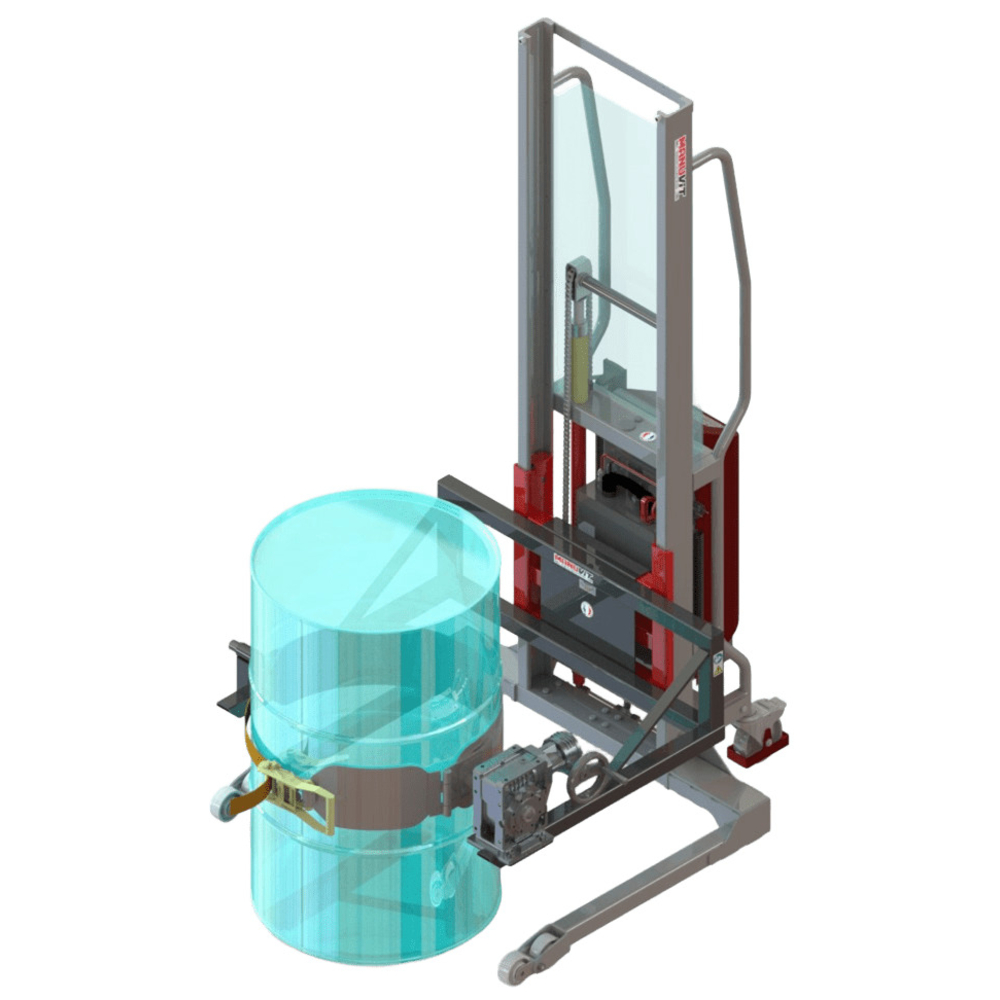 Gerbeur Levfix à levée électrique avec retourneur de fûts métallique 220 L - 350 kg - FIMM - 845010483