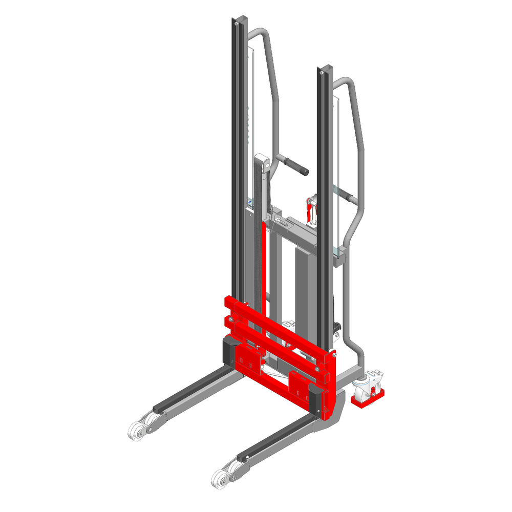 Gerbeur Lev300 à levée manuelle avec accessoire fourches coulissantes, course de levée 1400 mm 300 kg - FIMM - 855010512