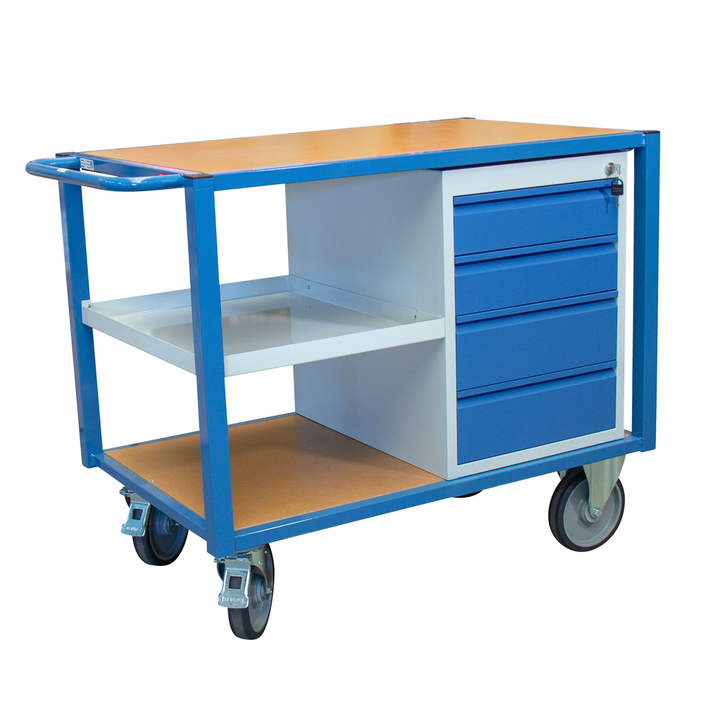 Servante 500 kg 2 plateaux 1060x680 bloc tiroirs+étagère FIMM - 880002989