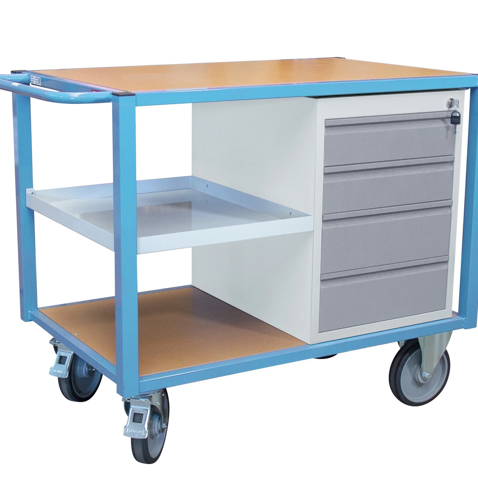 Servante 500 kg 2 plateaux 1060x680 bloc tiroirs+étagère FIMM - 880002989
