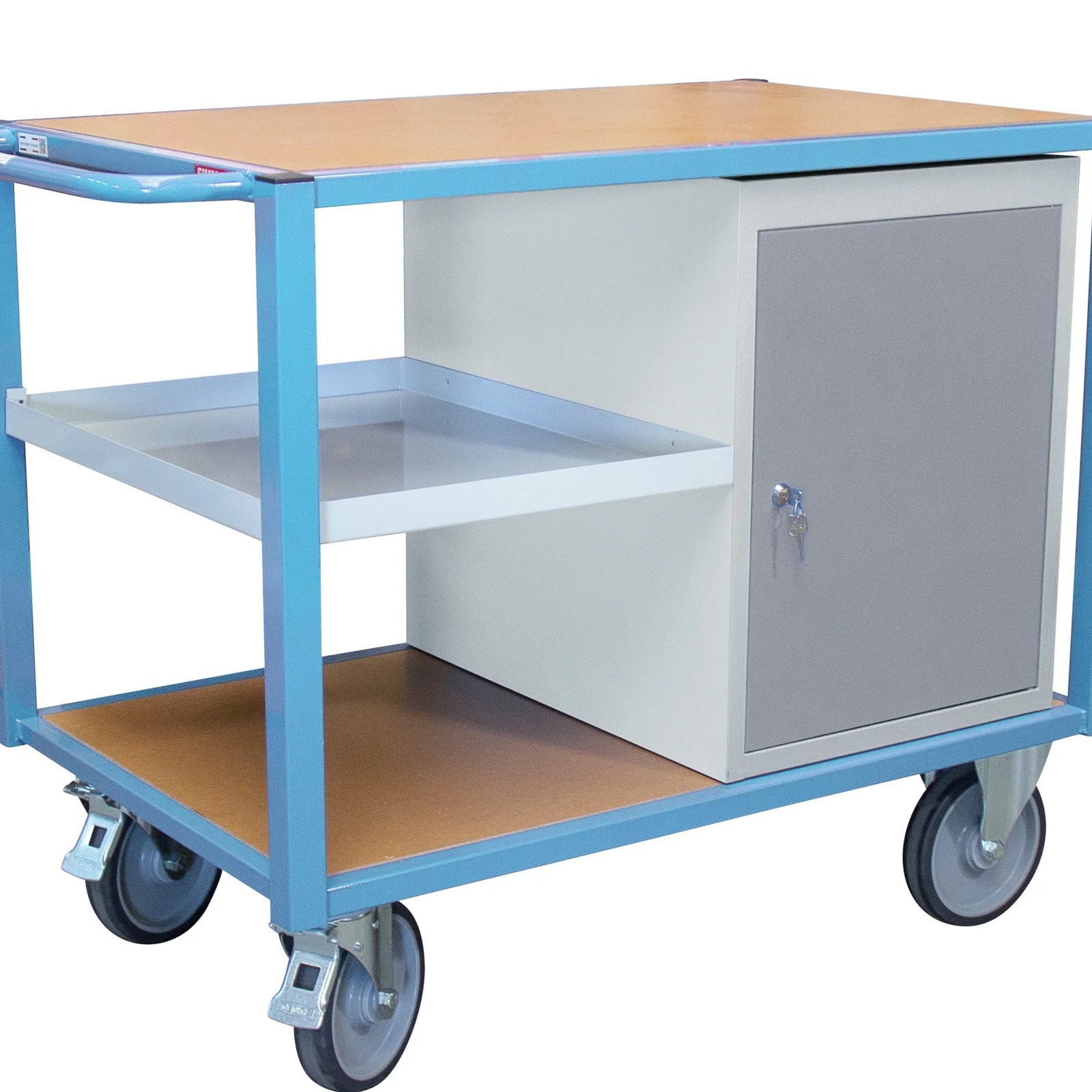 Servante 500 kg 2 plateaux 1060x680 mm bloc porte+étagère FIMM - 880002993